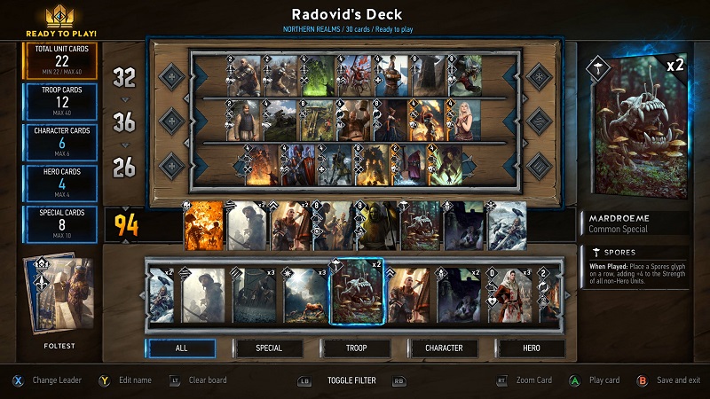 Обзор карточной игры Gwent: The Witcher Card Game